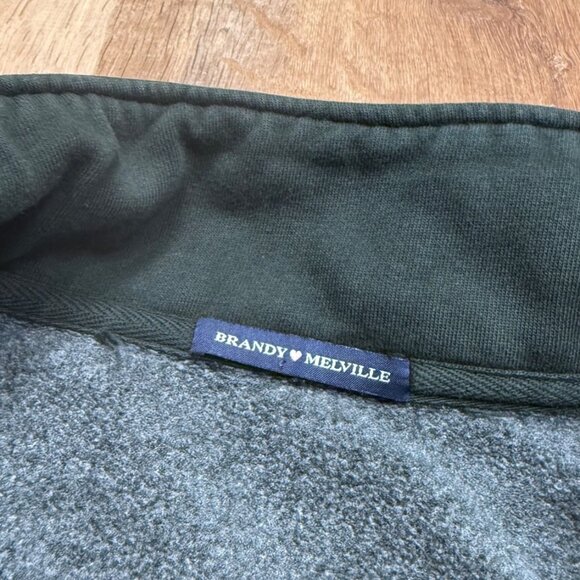 Brandy Melville Dark Green Oversized Half-Zip Pullover Sweatshirt - Picture 4 of 5